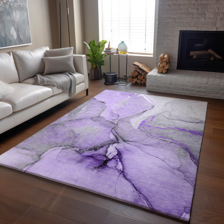 Premium Machine Washable Cerrito AMF506 Purple Rug