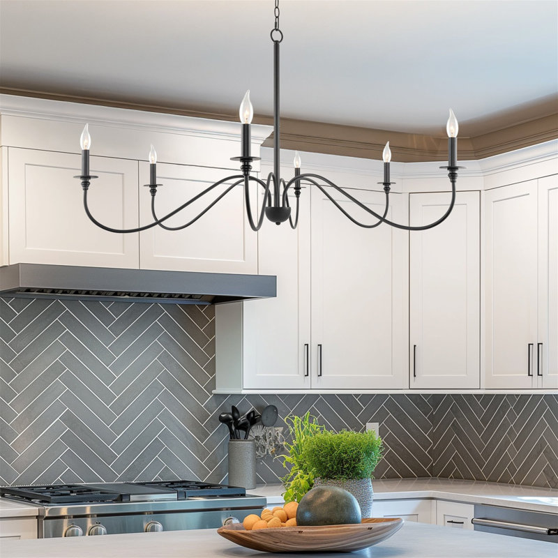 Janieliz 6 - Light Dimmable Kitchen Island Modern Linear Chandelier