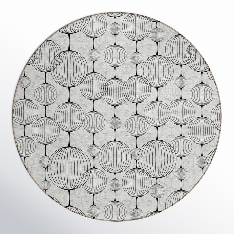 Tapis graphite intérieur / extérieur lavable à la machine Mahaney ACN732, Rond 8 pi