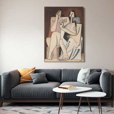 Encadré sur toile, estampe numérique, série d'art # 429 par Pablo Picasso, art mural, décorations de bureau à domicile (cadre en bois de couleur mince, 18 po x 24 po)