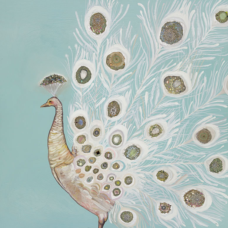 «Jewelli White Peacock», reproduction d'art sur toile tendue, H 24 po x l 24 po, Toile