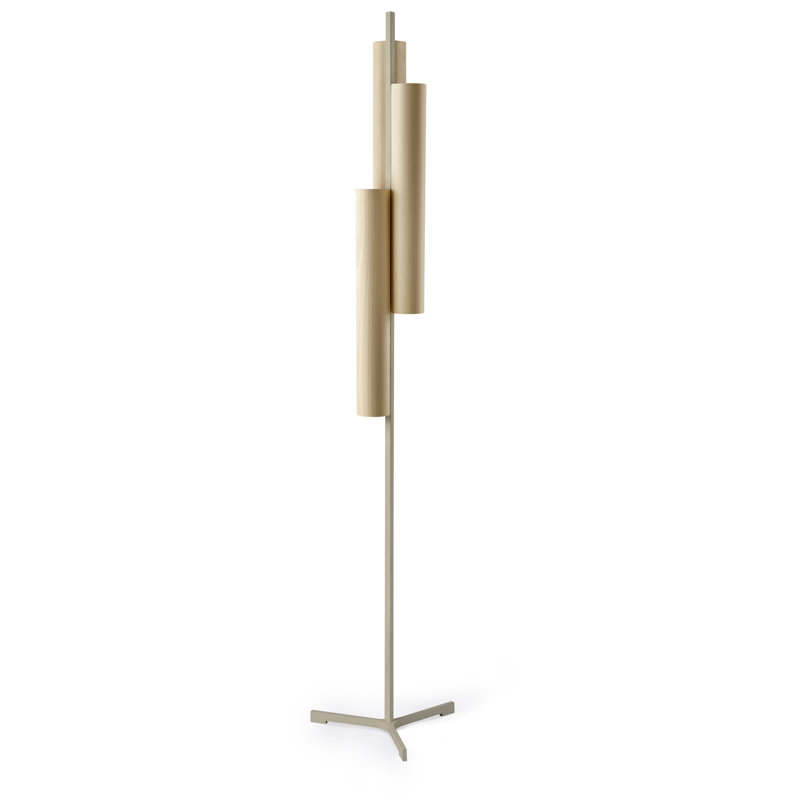 Black Note LED Floor Lamp, Natural Beech, Gold