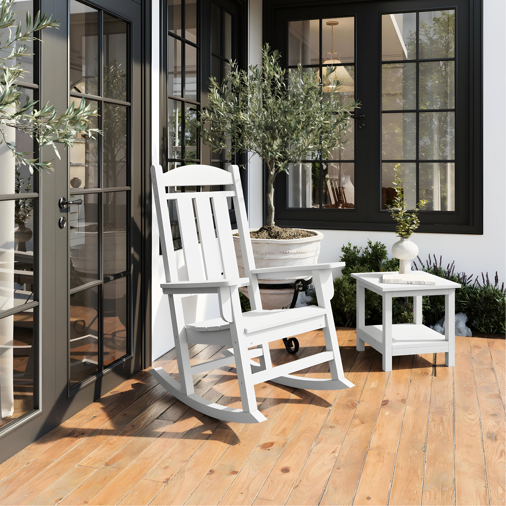 Latitude Run® Traditional Porch Rocker In White - Fits Outdoor Decor ...