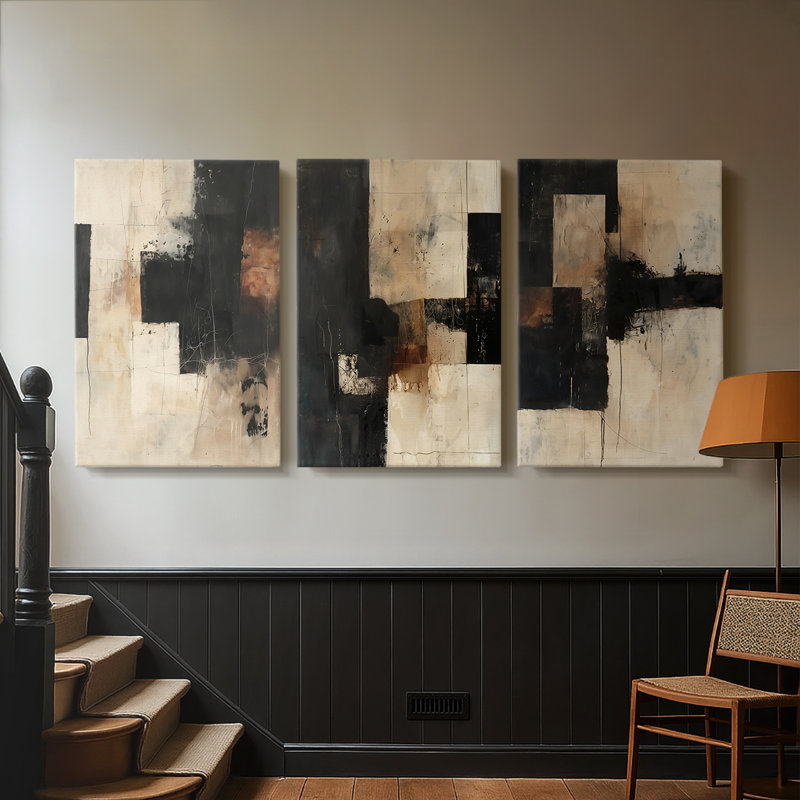 ABSTRACT Series CECLXI - Toile tendue sur mesure - 3 pièces, H 48 po x l 96 po
