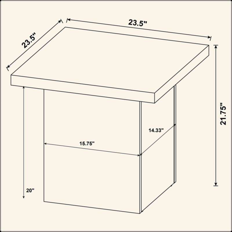 Square End Table, Black