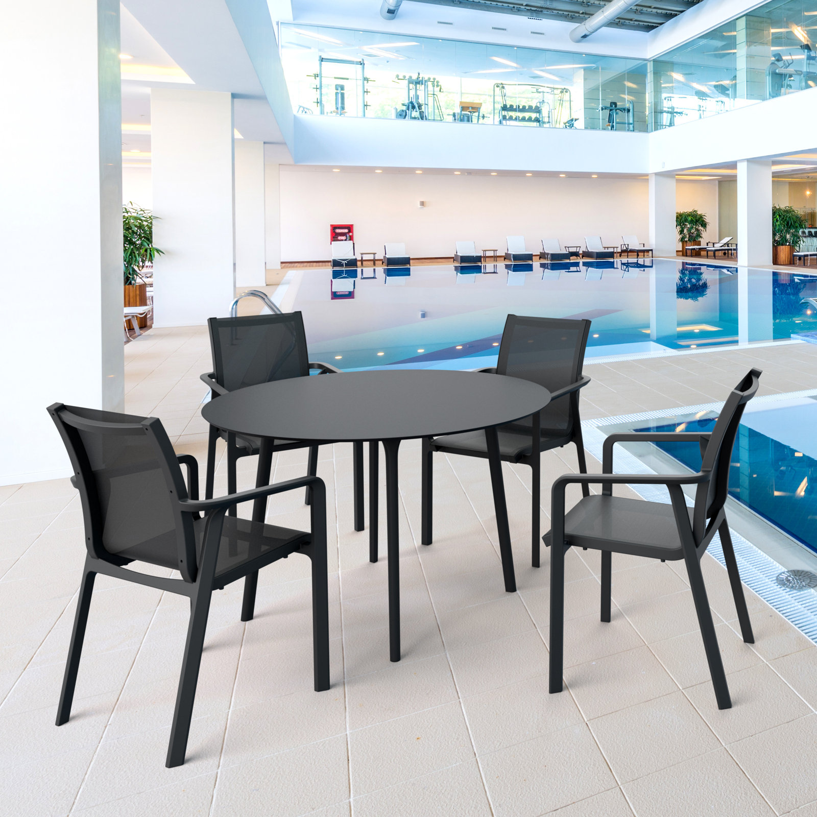 Burt Patio Dining Table, Black