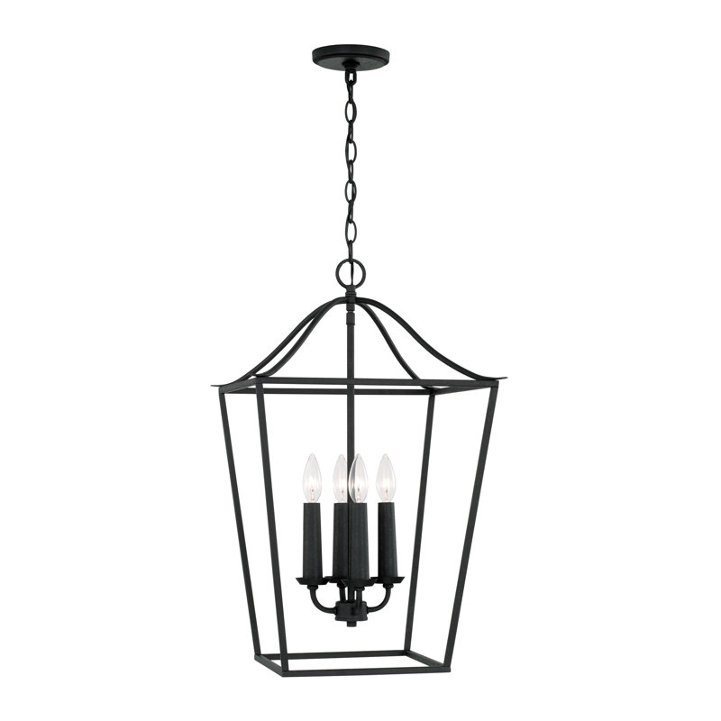 Luminaire suspendu 4 lumières Grady, Fer noir