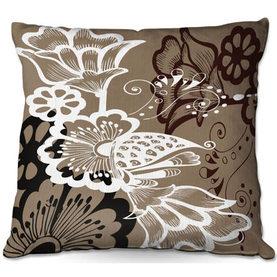 Couch Coffee Flowers 9 Tan Throw Pillow