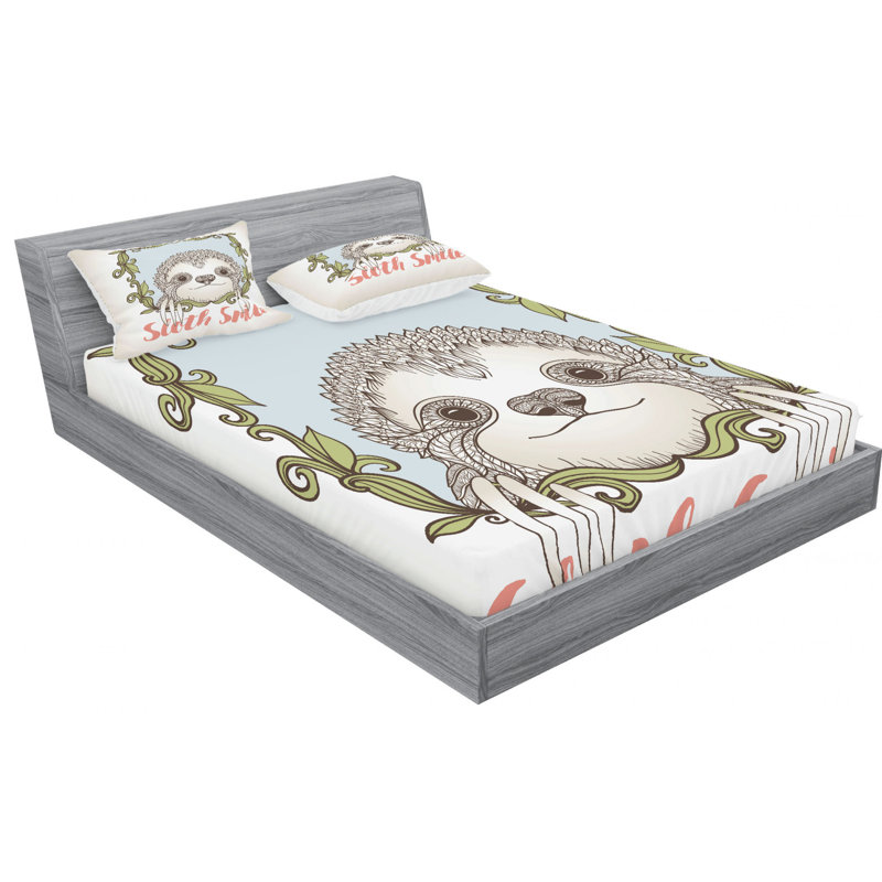 Microfiber Patterned Fitted Sheet, Queen Fitted Sheet with 2 Pillowcases