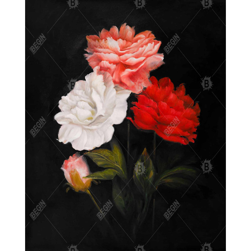 Small Bundle Of Roses Print On Canvas