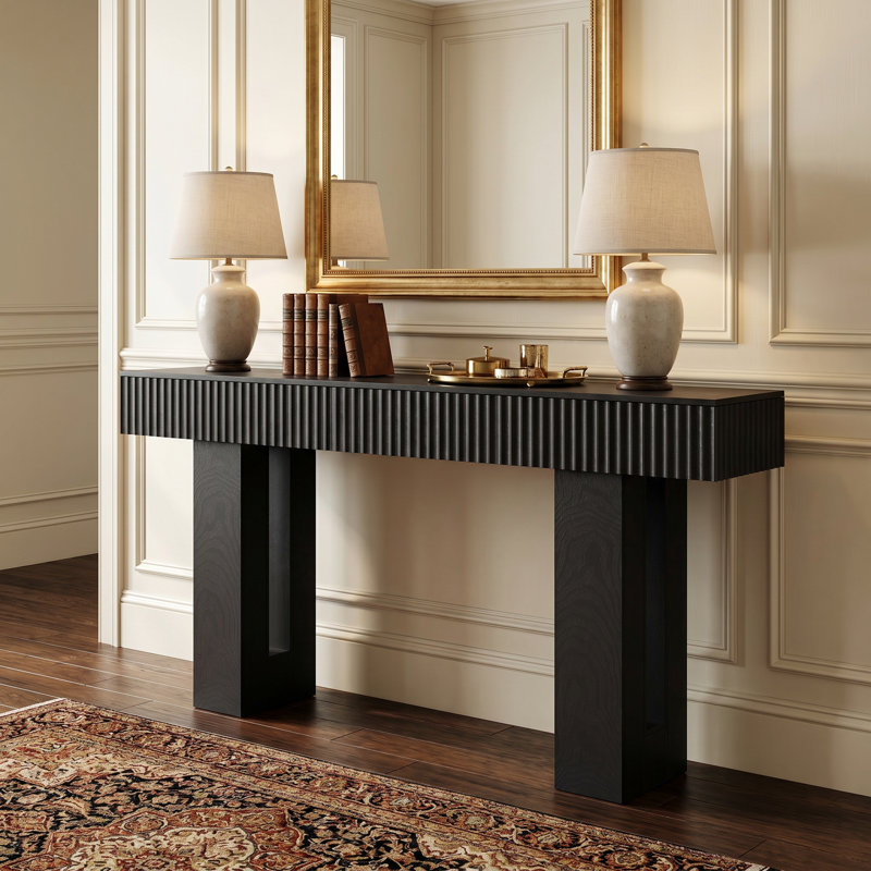 Console cannelée à pieds creux 63 po, Black