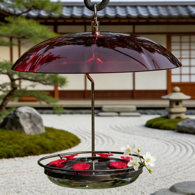 Hummingbird Feeder With Rain Guard And Ant Moat, Leak-Proof Saucer Design With Bee-Proof Ports, Easy To Clean And Refill For Outdoor Hanging