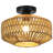 Zendaya   1- Light 11.81" Bohemian Dimmable Hand-woven Paper Rattan Lampshade Semi Flush Mount Ceiling Light for Hallways Storage Rooms Walk-in Closets