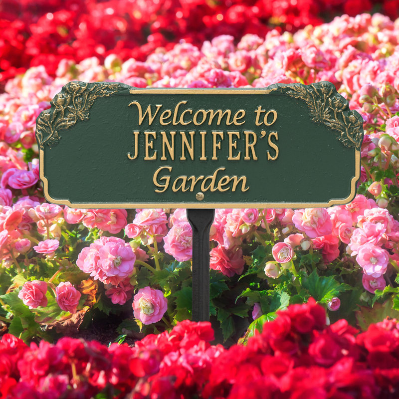 Welcome Personalized Garden Sign, Green/Gold, Yes