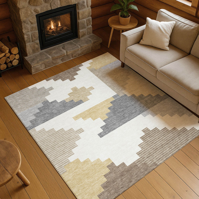 Tapis intérieur / extérieur lavable à la machine Chantille ACN2847, Ivoire ivoire, 8 pi x 10 pi