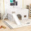 Lit mezzanine bas avec tablettes de rangement et glissoire-184224781
