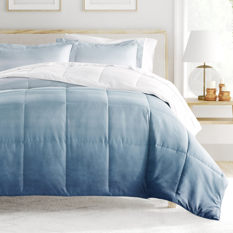 Twin Blue Down Alternative Reversible Comforter Set