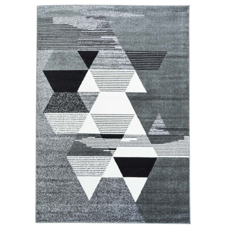 Tapis géométrique gris Tiffin, Rectangulaire 3 pi 11 po x 5 pi 3 po
