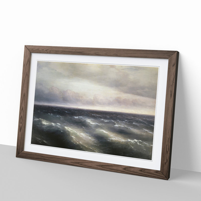 The Black Sea by Ivan Aivazovsky - Picture Frame Painting, 27cm H x 36cm W x 2cm D, Walnut Framed
