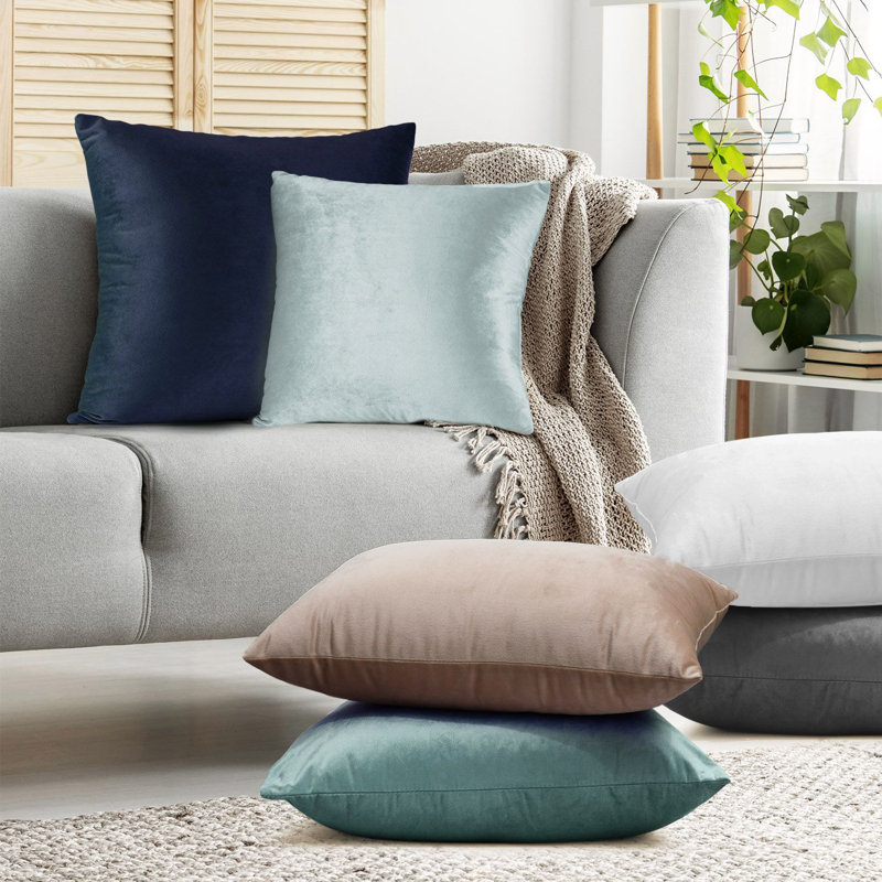 Housse de coussin décoratif en velours , Bleu sarcelle, 20 po X 20 po