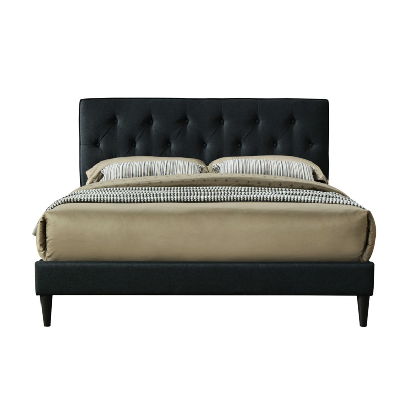 Très grand lit dans une boîte avec option de chargement - tête de lit, fonction de taille de tissu noir