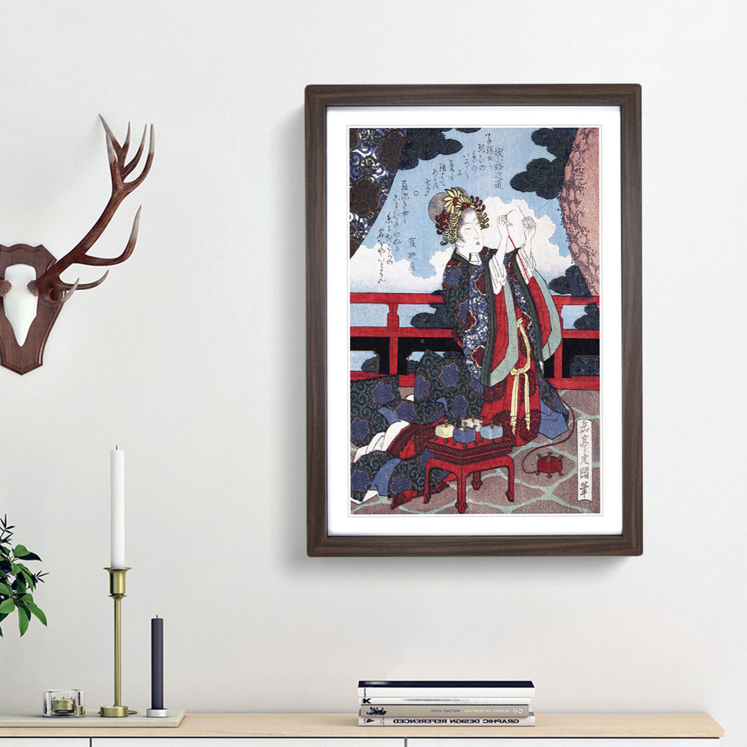 Lady Threading a Needle by Yashima Gakutei - Picture Frame Painting Print