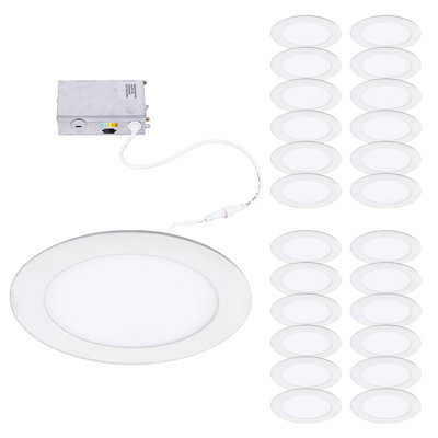 Lotos Fire Rated Round 6in 5-CCT Selectable LED Recessed Light, Set of 24