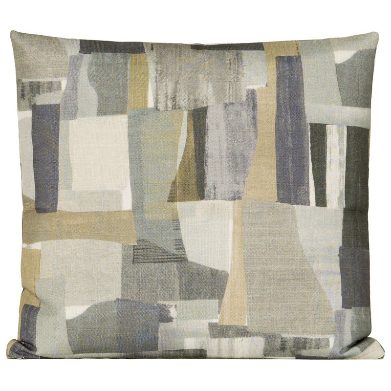 16" Square Multicolor Abstract Linen Throw Pillow