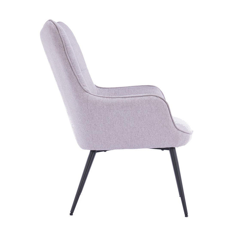 Pippin Upholstered Accent Chair with Footstool, Light Grey