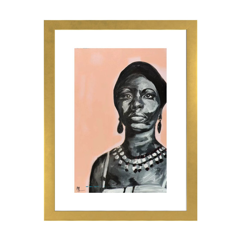 «Nina», reproduction sur toile flottante, H 24 po x l 16 po x P 1 po, Papier beaux-arts encadré doré