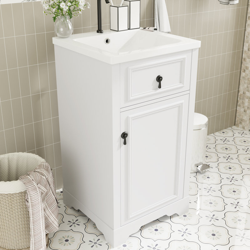 Meuble-lavabo simple 20 po avec comptoir en céramique, Blanc