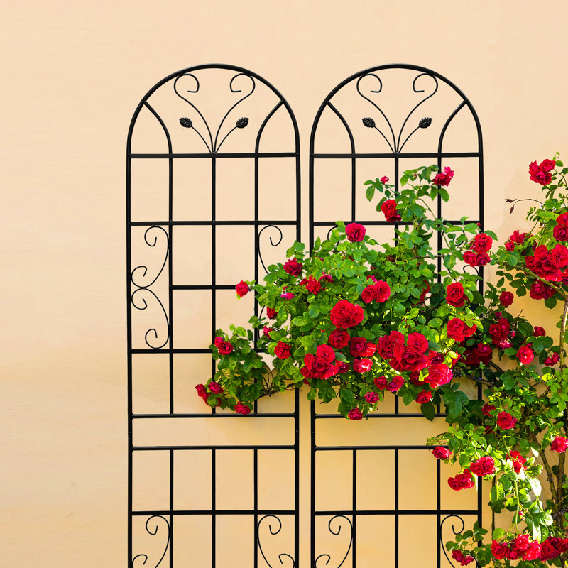 4 treillis de jardin en métal, 86,7 po x 19,7 po, antirouille noir, supporte les plantes d'extérieur, aide à l'escalade 86,7 po x 19,7 po treillis, rouille, pour plante