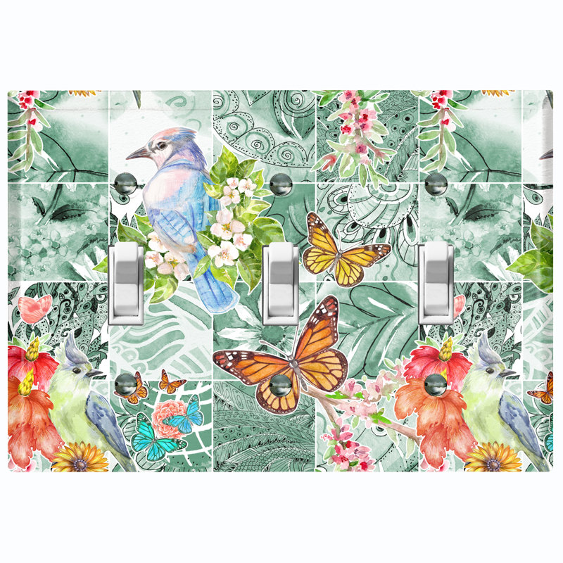 Plaque murale berçante 3 bandes Butterfly Birds