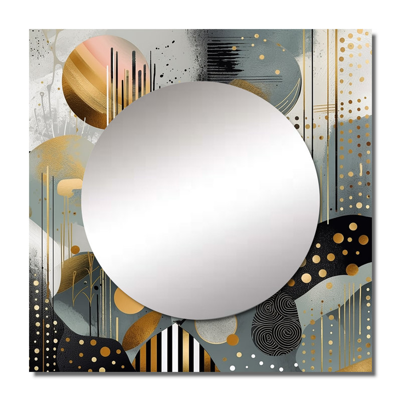Malulani - Grand miroir carré abstrait en marbre pour décoration murale, 36 po x 36 po