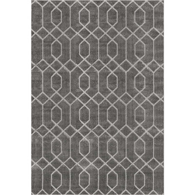 Tapis gris argenté à motif géométrique glam
