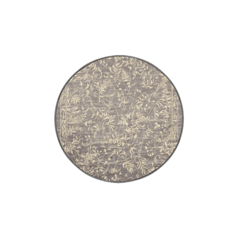 Tapis gris lavable à la machine, Rond 4 pi