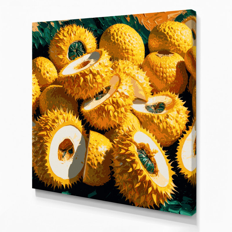Fruit, jacquier brun, art mural sur toile, 12" H x 12" W