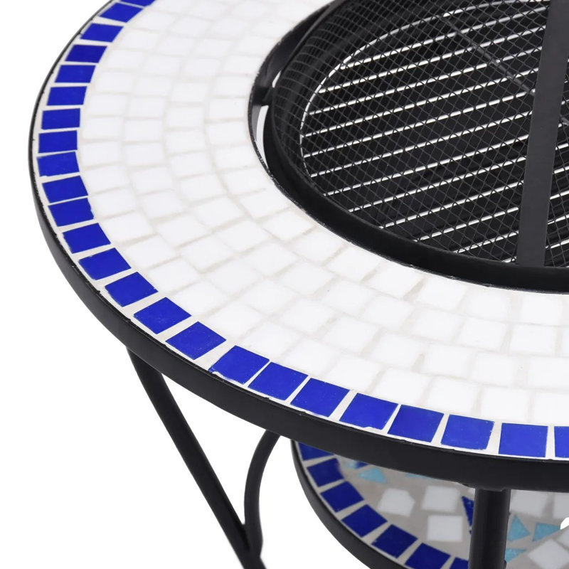 Dalys Mosaic Fire Pit Table Blue and White 68 cm Ceramic