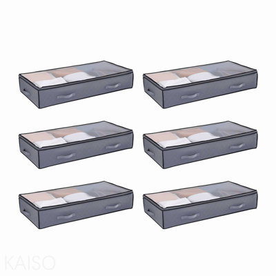 Under Bed Storage 90l Stackable Shoes Organization Box With Clear Lid 6 Pack