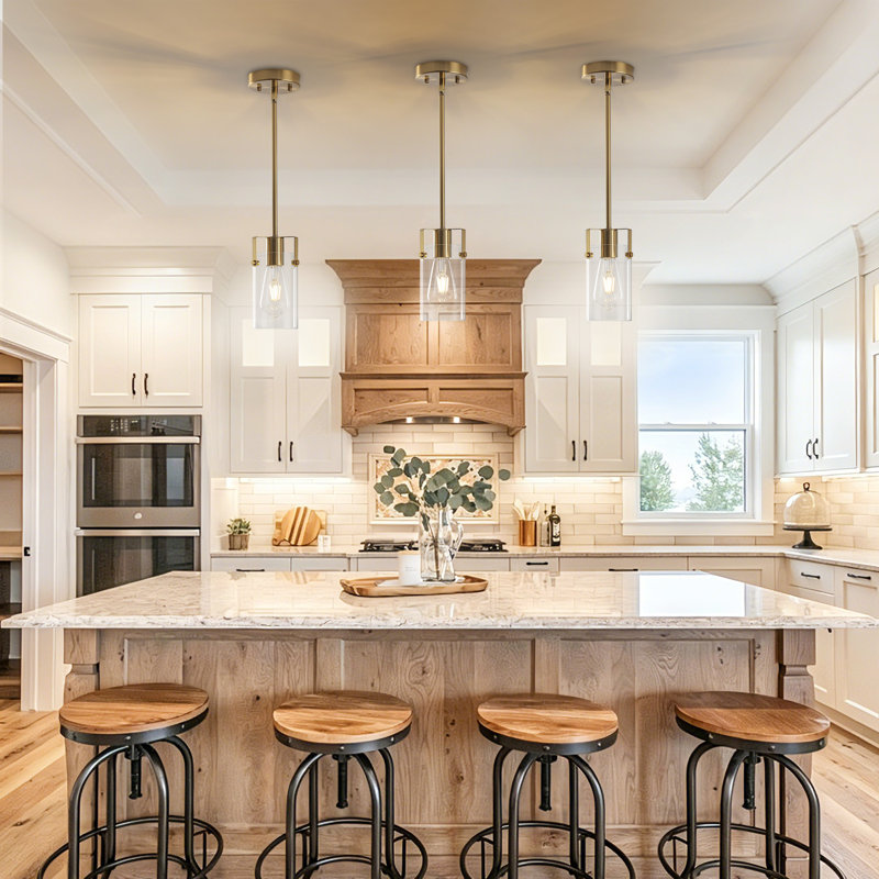 1-Light Modern Dimmable Cylinder Pendant Light, Gold