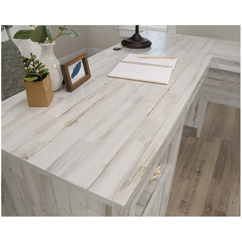 Bureau rustique en L avec planche blanche