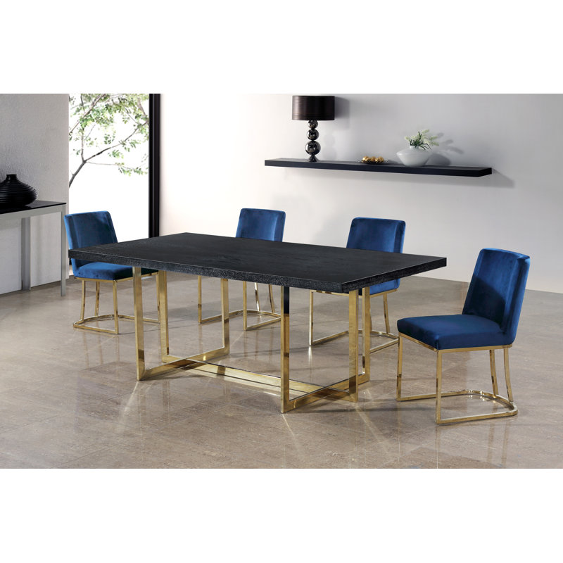 Chaise d'appoint en velours Heidi, Doré, Velours marine