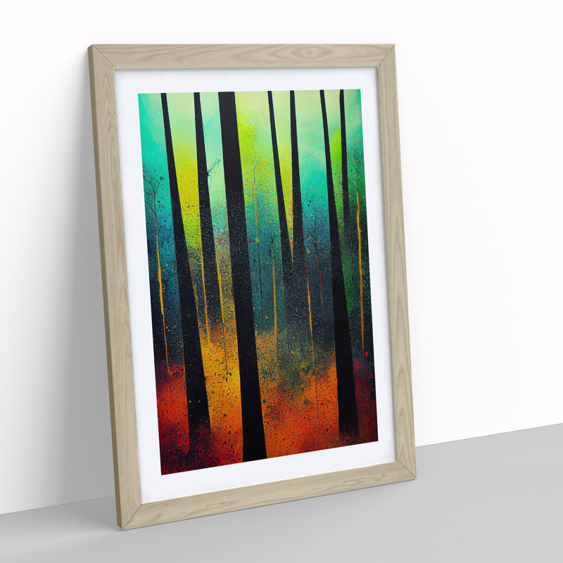 Forest In Colour No.5 Abstract - Single Picture Frame Painting, 34cm H x 25cm W x 2cm D, Oak