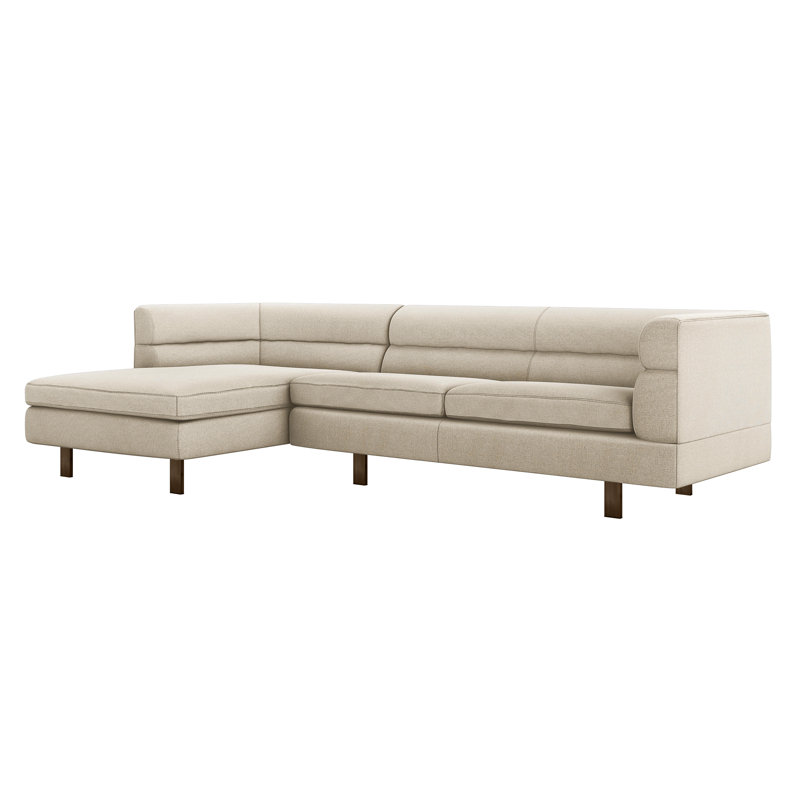 Ornette Chaise Sectional, Pewter, Storm Polyester Blend, Left Hand Facing