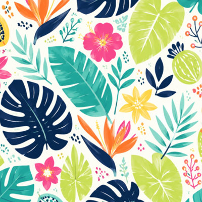 Papier peint adhésif de style jungle exotique à motif floral moderne exotique l 17,7 po x H 118 po Papier peint amovible et auto-adhésif