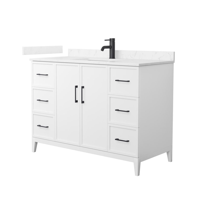 Elan 48'' W Vanity, Matte Black, White, White Cultured Marble