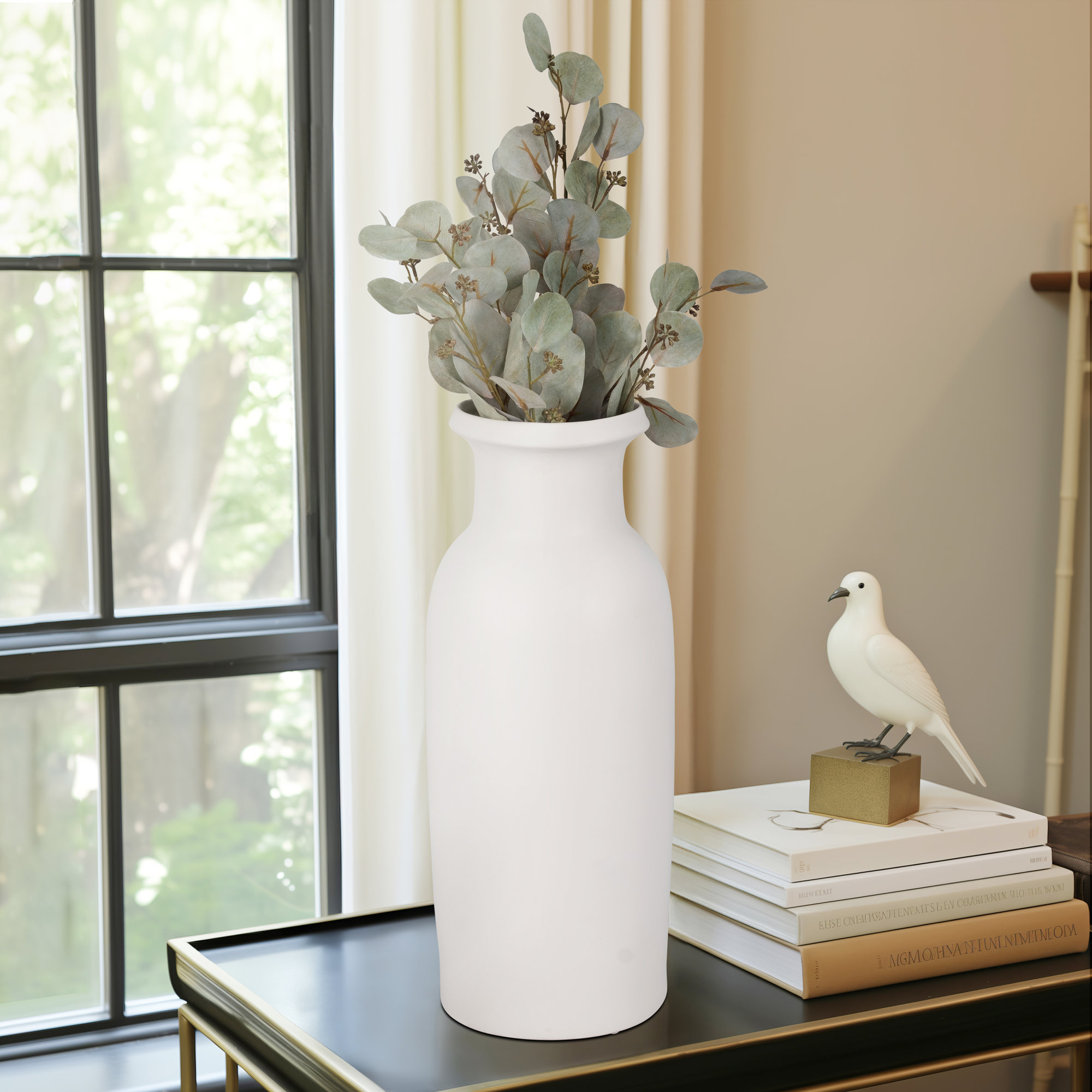 Sagebrook Home Rachael Ceramic Elegant Decorative Vase - Enhance Your Space, 20" H x 8" W x 8" D