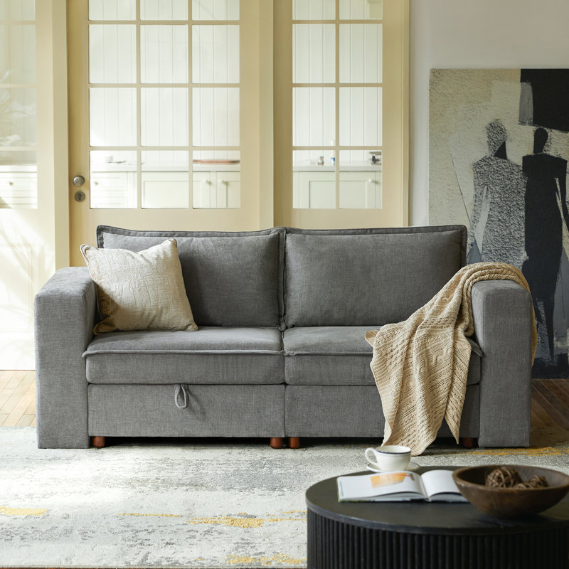 Housse amovible pour causeuse de rangement en chenille 76 po Bessette, Gris