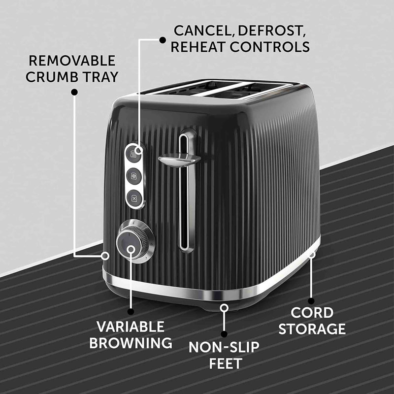 2 Slice Toaster, Black
