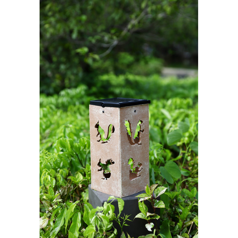 Solar-Powered Squirrel Cut-Out Decorative Lantern, 14" Brown ABS